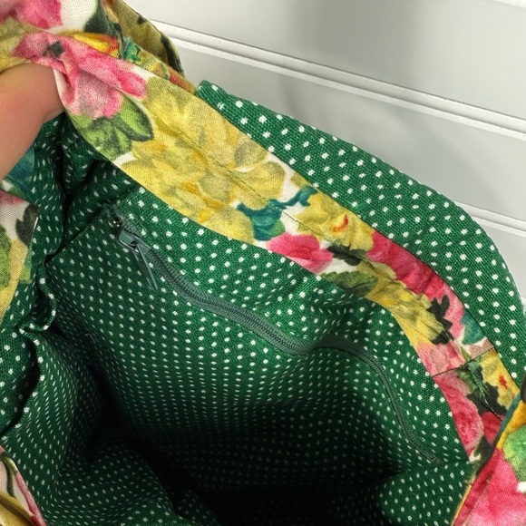 Floral & green polka dot cloth crossbody handmade purse. One size. - Picture 9 of 9